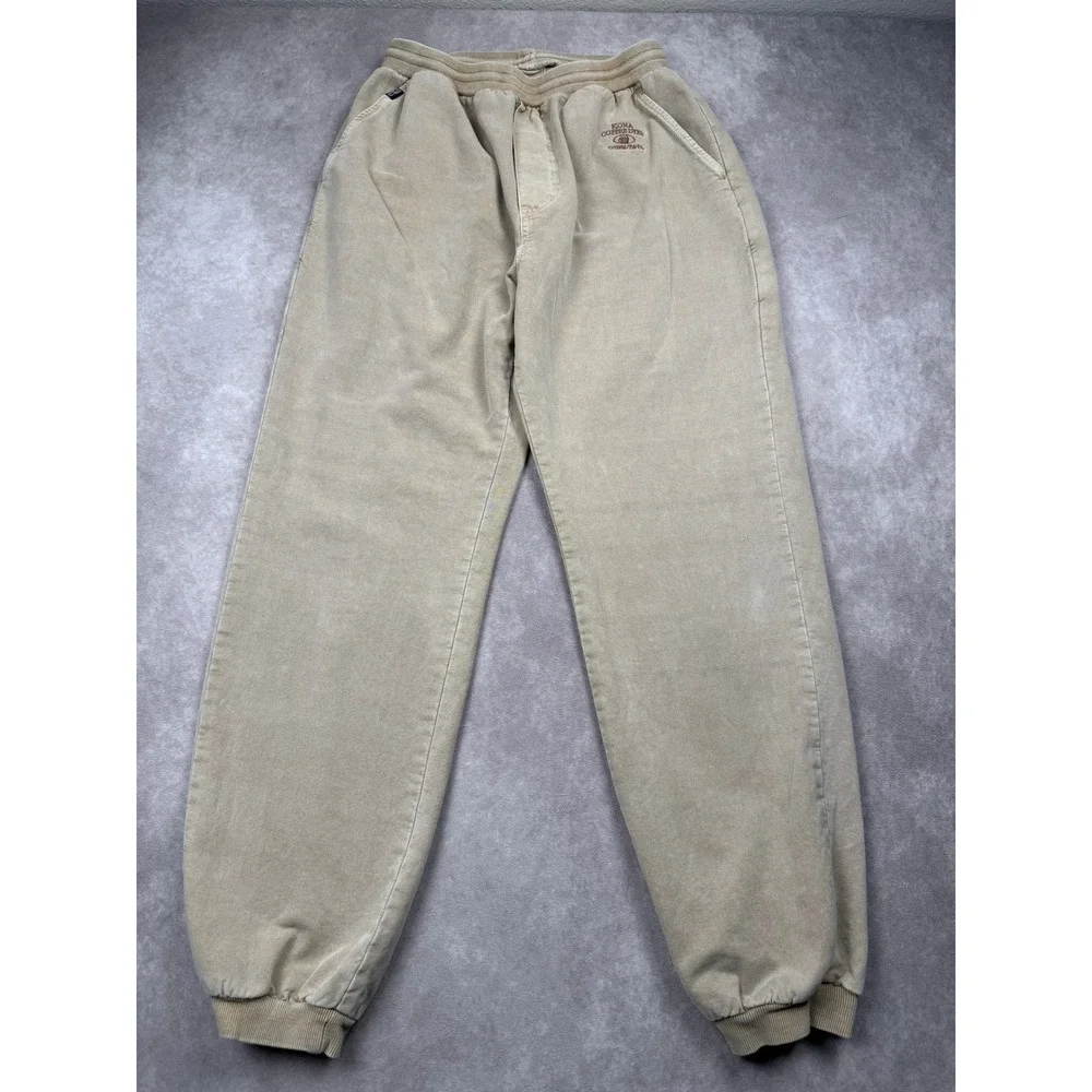 VTG Crazy Shirts Hawaii Kona Coffee Dyed Jogger Pants Mens M Khaki Tan Fade USA